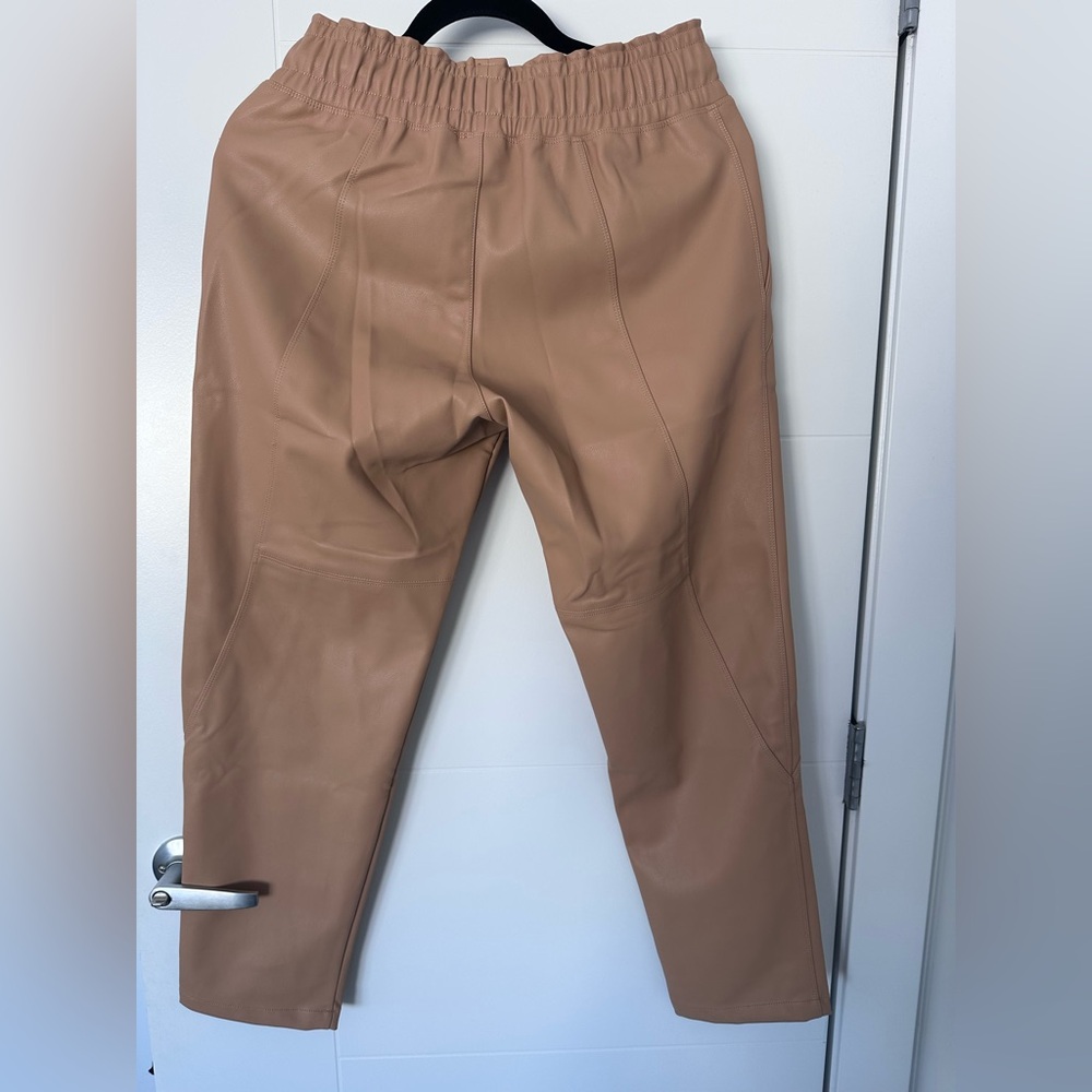 Melissa Nepton Faux Leather Pants | Tan | Size Small | Drawstring Waist - Picture 6 of 13